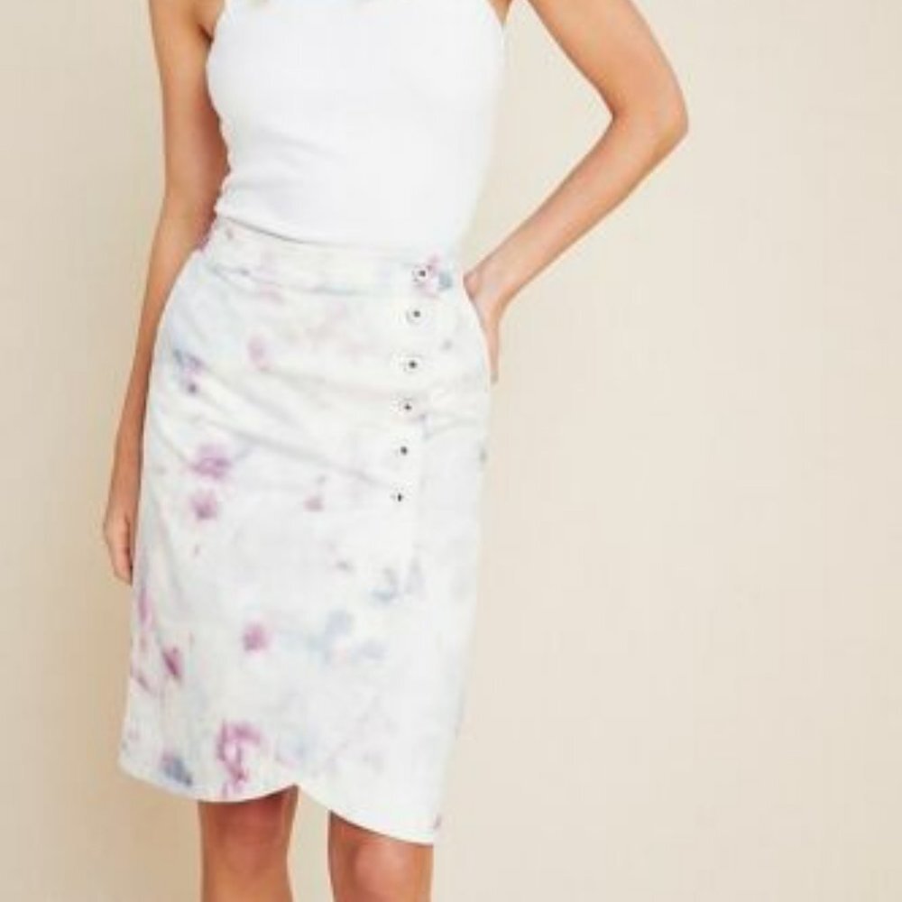 Anthropologie Kimmie Tie Dye Tulip Midi Skirt NEW 2 Petite
